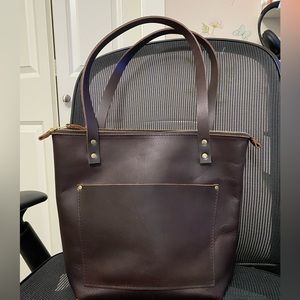 Portland leather goods tote bag